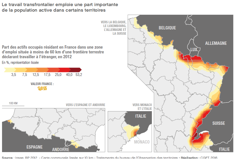 2016 - Rapport - Le travail transfrontalier emploie une part importante de la population active dans certains territoires