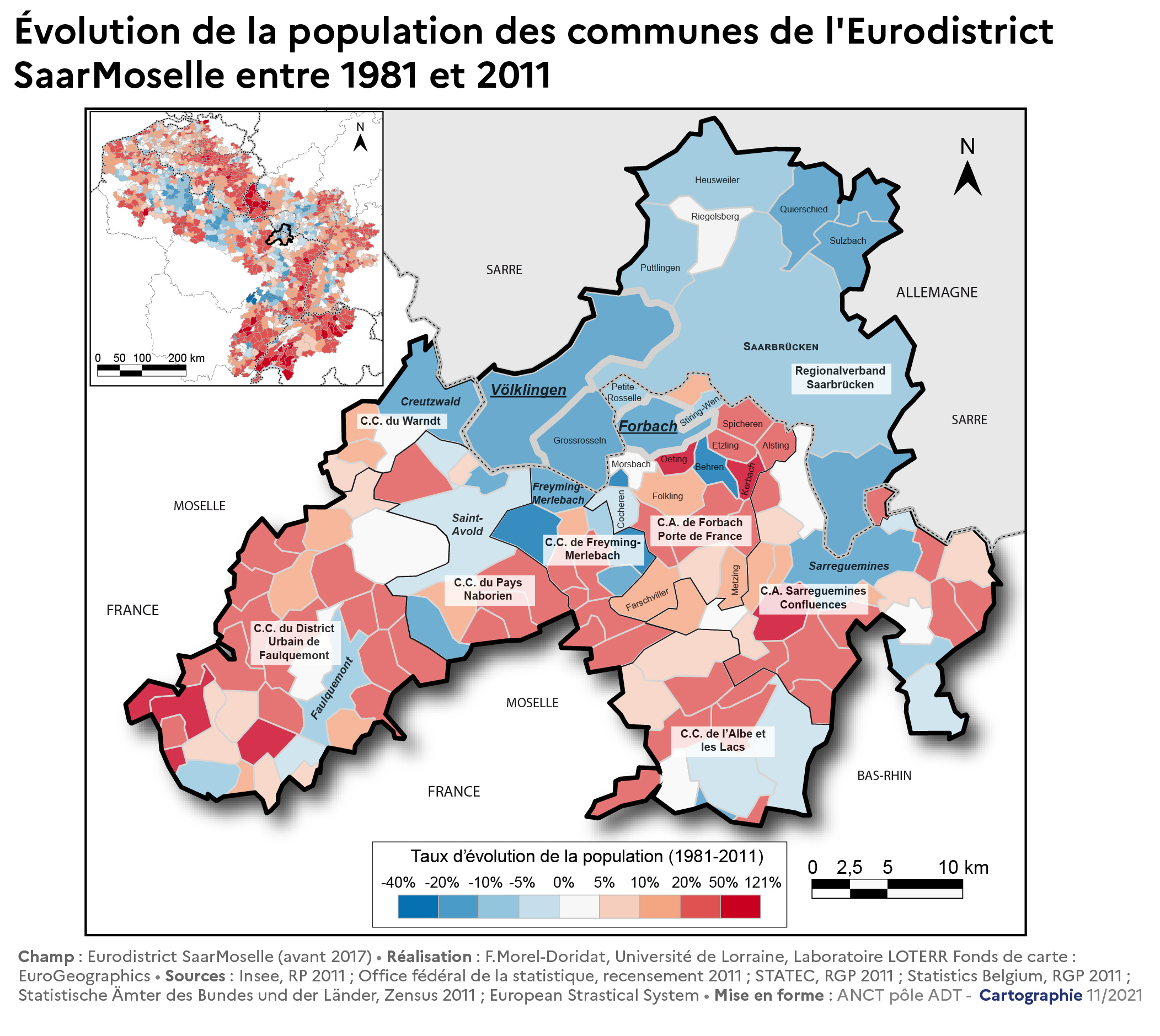 2021-2022 - Rapport - Cahier 1 - demo - Evolution de la population des communes de l'Eurodistrict SaarMoselle entre 1981 et 2011