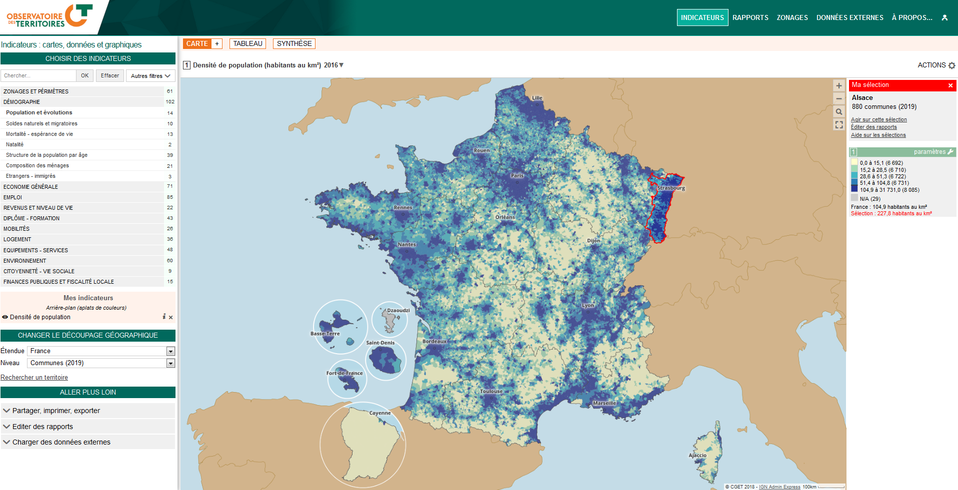 Cartographie interactive - Observatoire des territoires - ANCT